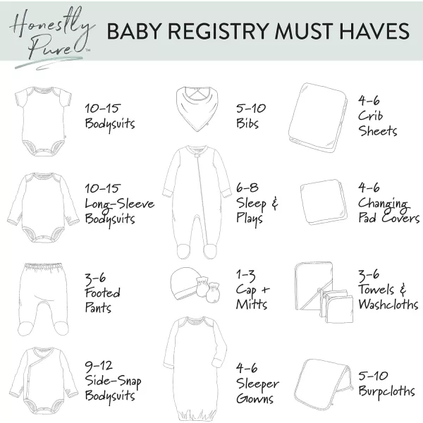 HonestBaby 15Piece Welcome Home Gift Set 100 Organic Cotton for Newborn Infant Baby Boys Girls UnisexSageWhite