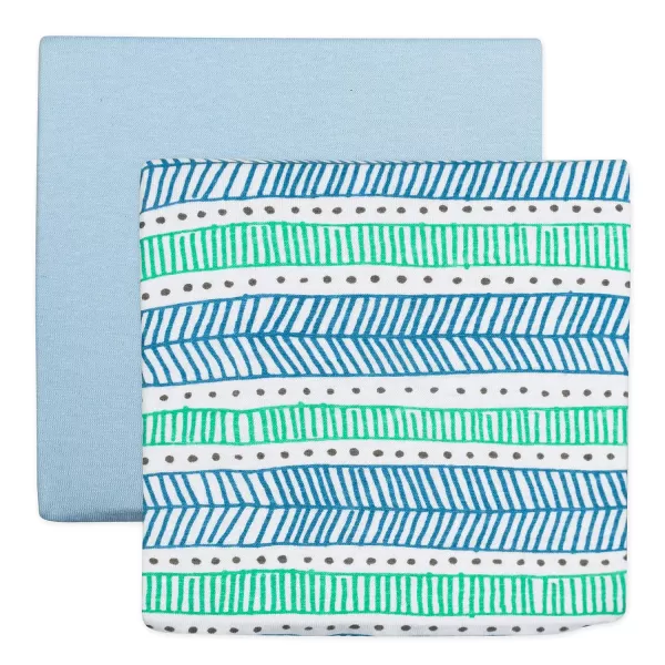 HonestBaby 2Piece Organic Cotton Printed amp Terry Changing Pad Cover Set Watercolor World One Size D2BDROne Size Dots amp DashesLight Blue