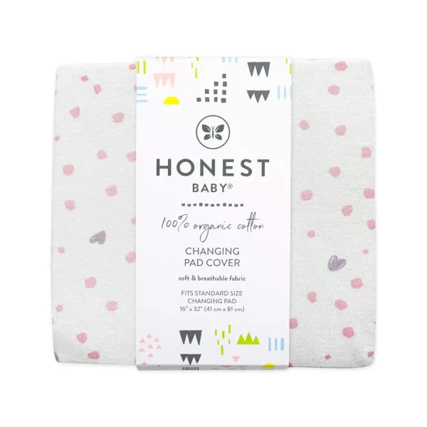 HonestBaby 2Piece Organic Cotton Printed amp Terry Changing Pad Cover Set Watercolor World One Size D2BDROne Size Love dot