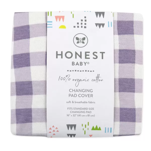 HonestBaby 2Piece Organic Cotton Printed amp Terry Changing Pad Cover Set Watercolor World One Size D2BDROne Size Painted Buffalo Check Purple