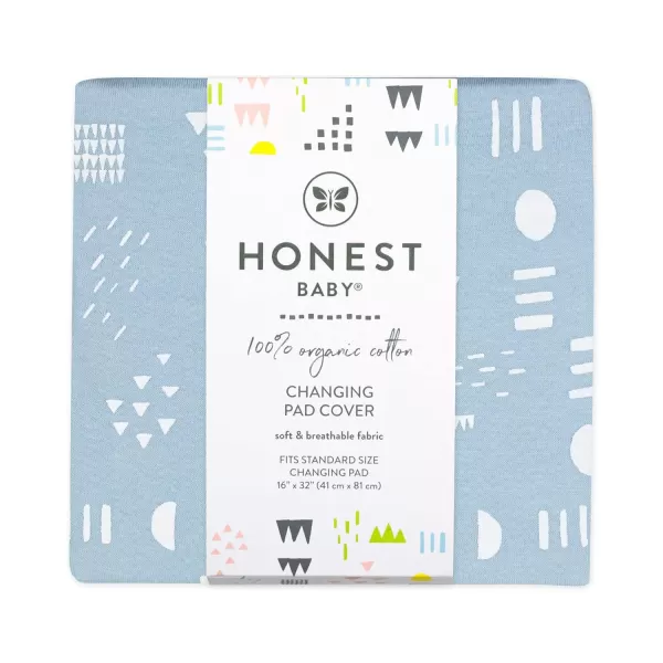HonestBaby 2Piece Organic Cotton Printed amp Terry Changing Pad Cover Set Watercolor World One Size D2BDROne Size Pattern Play Light Blue