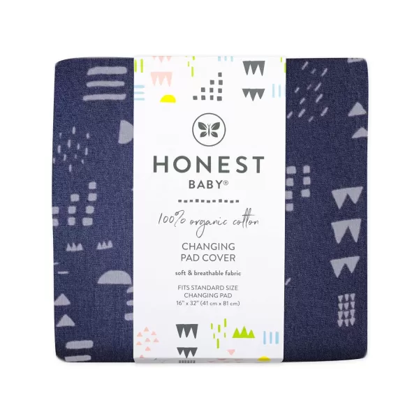 HonestBaby 2Piece Organic Cotton Printed amp Terry Changing Pad Cover Set Watercolor World One Size D2BDROne Size Pattern Play Navy