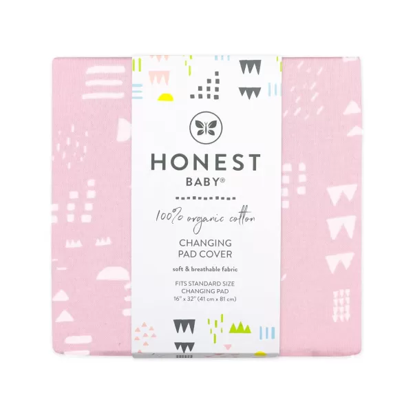 HonestBaby 2Piece Organic Cotton Printed amp Terry Changing Pad Cover Set Watercolor World One Size D2BDROne Size Pattern Play Pink