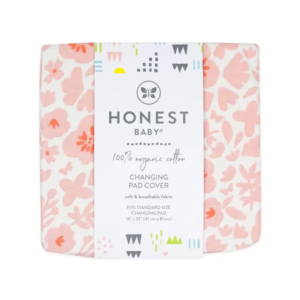 HonestBaby 2Piece Organic Cotton Printed amp Terry Changing Pad Cover Set Watercolor World One Size D2BDROne Size Peach Skin Papercut Floral