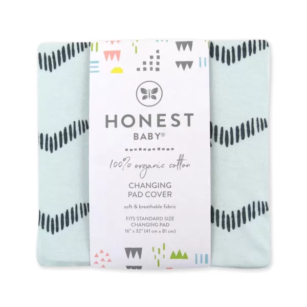 HonestBaby 2Piece Organic Cotton Printed amp Terry Changing Pad Cover Set Watercolor World One Size D2BDROne Size Pyramids Whispering Blue