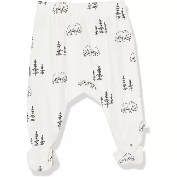 HonestBaby 3Pack Footed Pants Roomy Fit Pull on Bottoms 100 Organic Cotton for Infant Baby Boys Girls amp Unisex LegacyBear White
