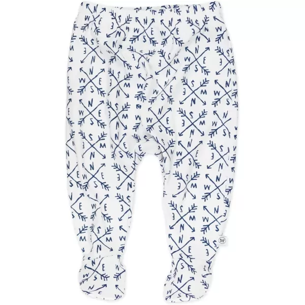 HonestBaby 3Pack Footed Pants Roomy Fit Pull on Bottoms 100 Organic Cotton for Infant Baby Boys Girls amp Unisex LegacyDots amp Dashes