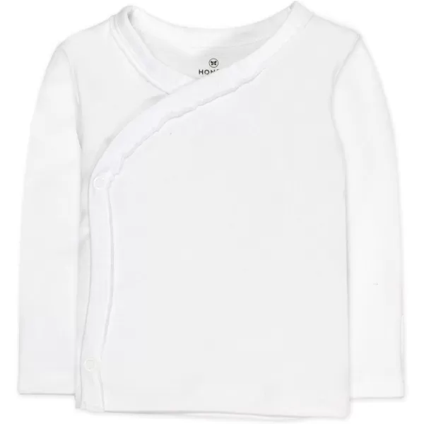 HonestBaby 3Pack Long Sleeve SideSnap Kimono Tops Newborn for Infant Boys Girls Unisex Baby 100 Organic CottonBright White