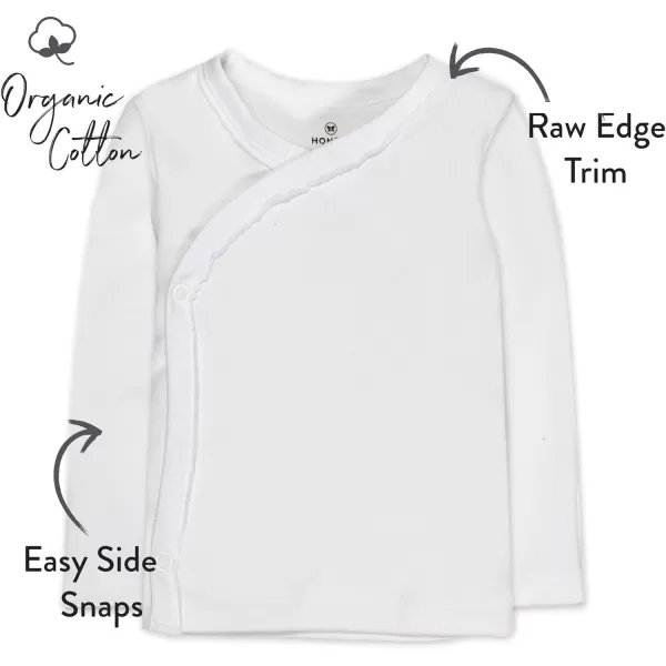 HonestBaby 3Pack Long Sleeve SideSnap Kimono Tops Newborn for Infant Boys Girls Unisex Baby 100 Organic CottonBright White