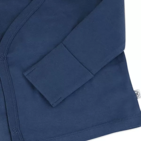 HonestBaby 3Pack Long Sleeve SideSnap Kimono Tops Newborn for Infant Boys Girls Unisex Baby 100 Organic CottonCompass Blue