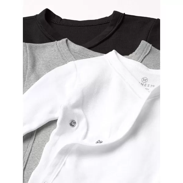 HonestBaby 3Pack Long Sleeve SideSnap Kimono Tops Newborn for Infant Boys Girls Unisex Baby 100 Organic CottonGray Ombre