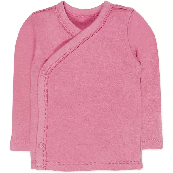HonestBaby 3Pack Long Sleeve SideSnap Kimono Tops Newborn for Infant Boys Girls Unisex Baby 100 Organic CottonPink Ombre