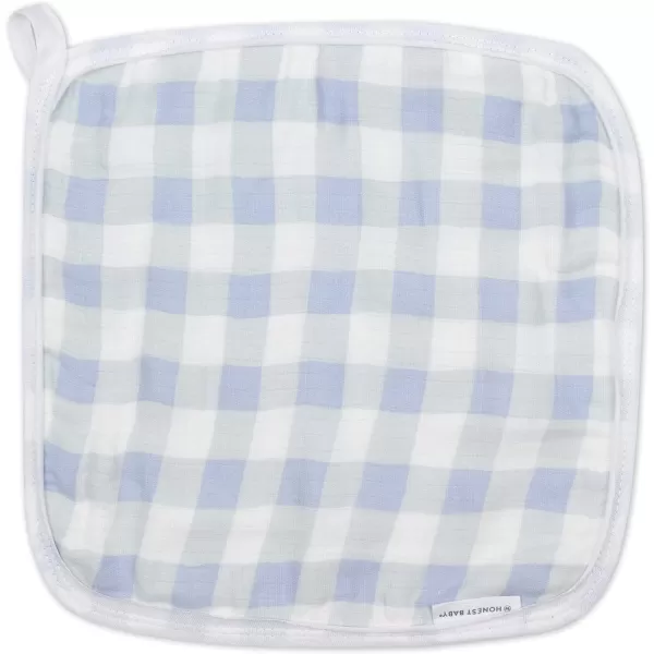HonestBaby 3Piece Organic Cotton Hooded Towel amp Washcloth Set Rose Blossom One SizeOne Size Blue Painted Buffalo Check