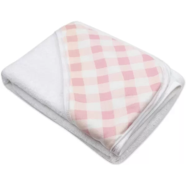 HonestBaby 3Piece Organic Cotton Hooded Towel amp Washcloth Set Rose Blossom One SizeOne Size Peach Skin Painted Buffalo Check