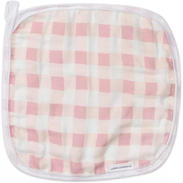 HonestBaby 3Piece Organic Cotton Hooded Towel amp Washcloth Set Rose Blossom One SizeOne Size Peach Skin Painted Buffalo Check