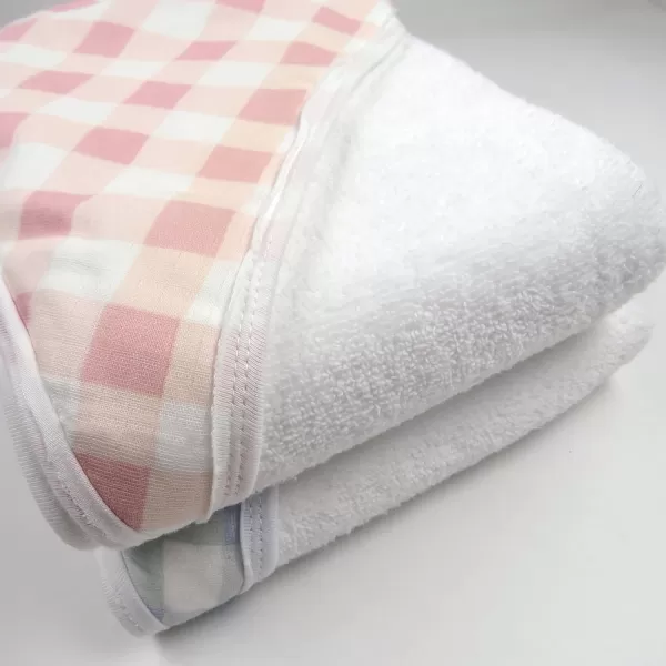 HonestBaby 3Piece Organic Cotton Hooded Towel amp Washcloth Set Rose Blossom One SizeOne Size Peach Skin Painted Buffalo Check