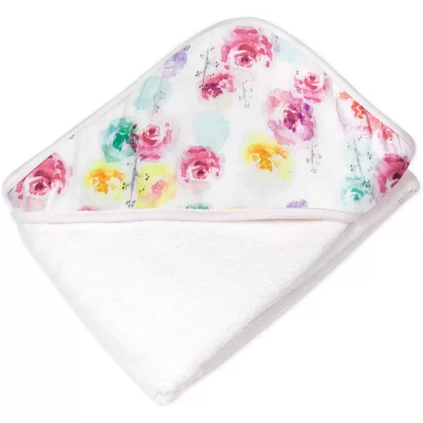 HonestBaby 3Piece Organic Cotton Hooded Towel amp Washcloth Set Rose Blossom One SizeOne Size Rose Blossom