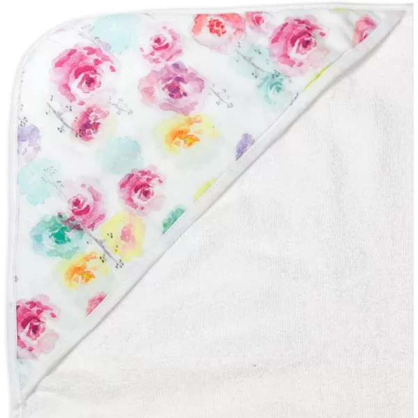 HonestBaby 3Piece Organic Cotton Hooded Towel amp Washcloth Set Rose Blossom One SizeOne Size Rose Blossom