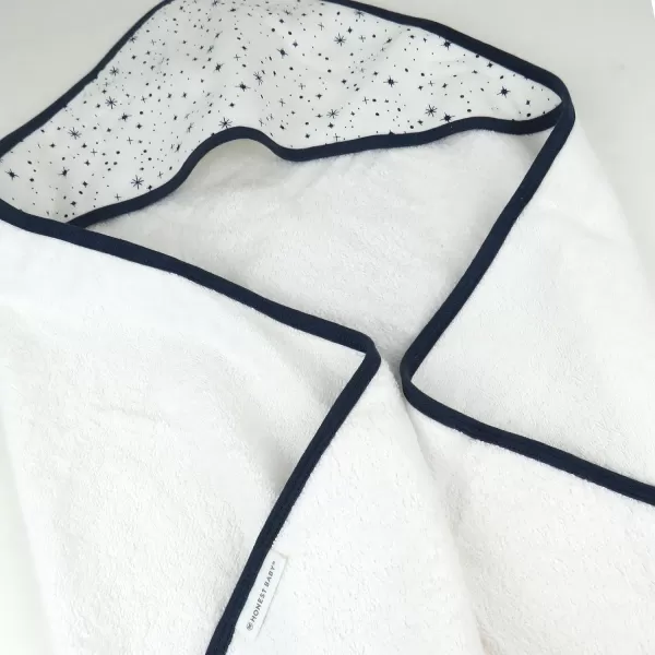 HonestBaby 3Piece Organic Cotton Hooded Towel amp Washcloth Set Rose Blossom One SizeOne Size Twinkle Star WhiteNavy