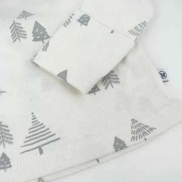 HonestBaby 3Piece Organic Cotton Kimono Top Footed Pant amp HeadbandBeanie Set for Infant Baby Boys Girls UnisexIvory Pine