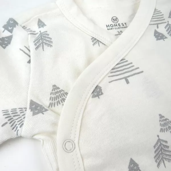 HonestBaby 3Piece Organic Cotton Kimono Top Footed Pant amp HeadbandBeanie Set for Infant Baby Boys Girls UnisexIvory Pine