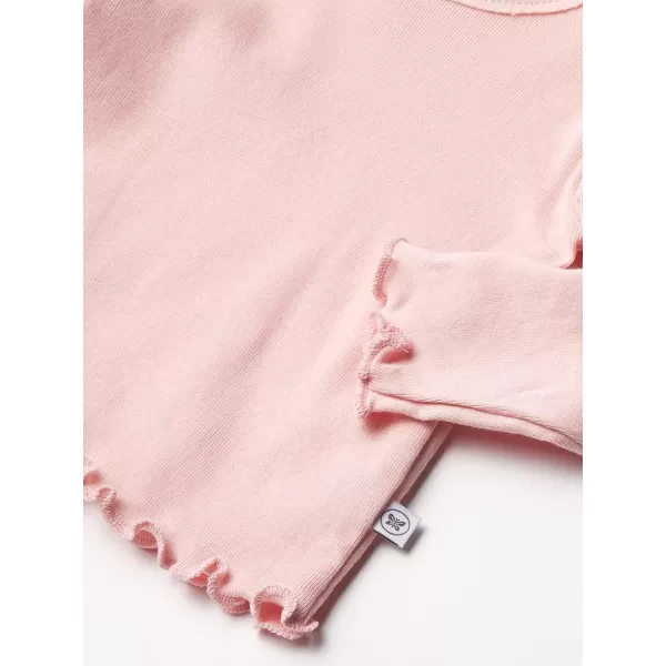 HonestBaby Baby Girls Organic Cotton Rib Ruffle Long Sleeve TShirt LegacyPeach Skin