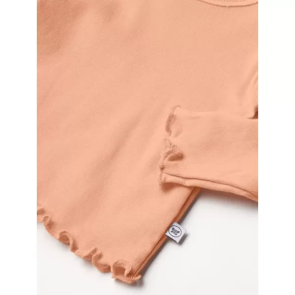 HonestBaby Baby Girls Organic Cotton Rib Ruffle Long Sleeve TShirt LegacyRoebuck