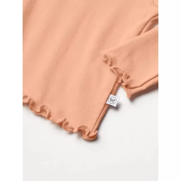 HonestBaby Baby Girls Organic Cotton Rib Ruffle Long Sleeve TShirt LegacyRoebuck