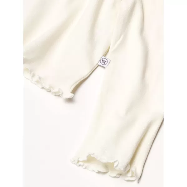 HonestBaby Baby Girls Organic Cotton Rib Ruffle Long Sleeve TShirt LegacySugar Swizzle
