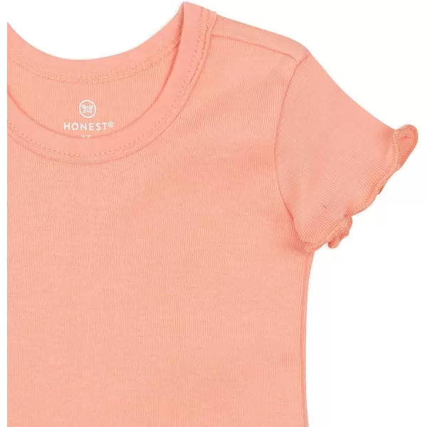 HonestBaby Baby Girls Organic Cotton Rib Short Sleeve TShirt LegacyCoral Pink
