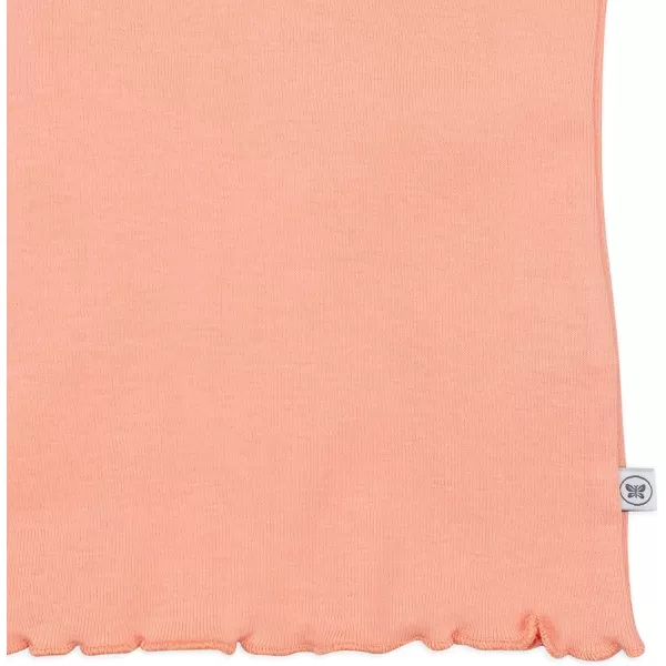 HonestBaby Baby Girls Organic Cotton Rib Short Sleeve TShirt LegacyCoral Pink