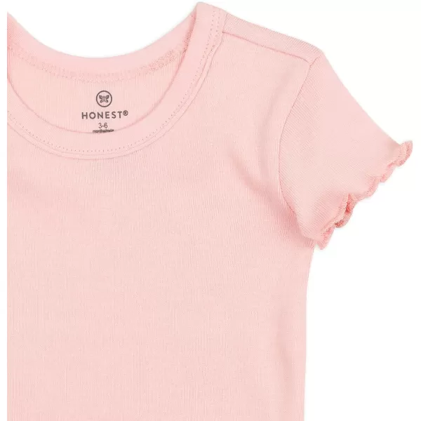 HonestBaby Baby Girls Organic Cotton Rib Short Sleeve TShirt LegacyPeach Skin