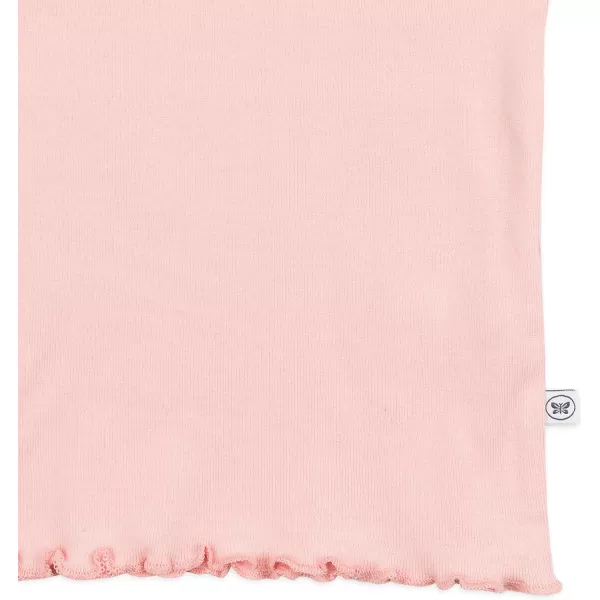 HonestBaby Baby Girls Organic Cotton Rib Short Sleeve TShirt LegacyPeach Skin