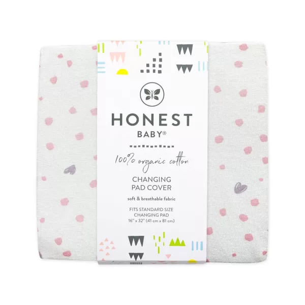 HonestBaby Boys Organic Cotton Changing Pad Cover Blue Painted Buffalo Check One Size2Piece Love Dot One Size