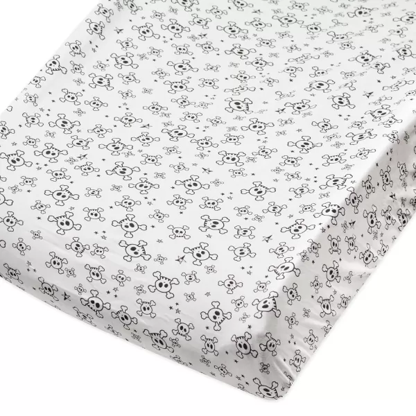 HonestBaby Boys Organic Cotton Changing Pad Cover Blue Painted Buffalo Check One Size2Piece Tossed SkullsBlack One Size
