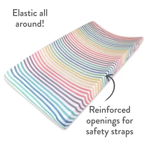 HonestBaby Boys Organic Cotton Changing Pad Cover Blue Painted Buffalo Check One SizeRainbow Stripe One Size