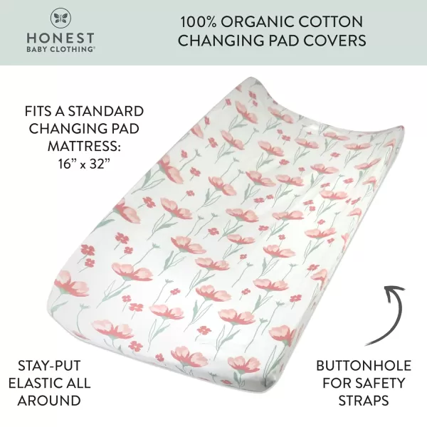HonestBaby Boys Organic Cotton Changing Pad Cover Blue Painted Buffalo Check One SizeStrawberry Pink Floral One Size