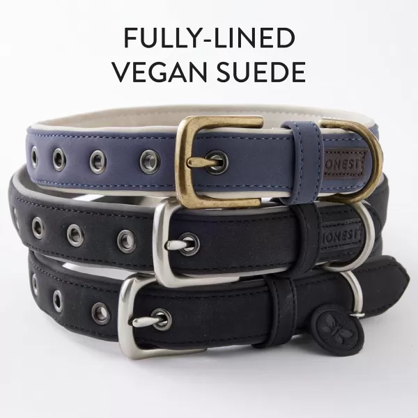 HonestBaby Collars and Leash Sets Braided and Vegan Suede for Dogs Organic Cotton for Pets BlackBlack XSmallBlackGray Padded Collar XSmall