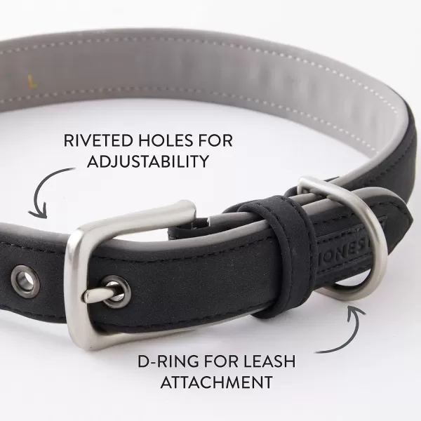 HonestBaby Collars and Leash Sets Braided and Vegan Suede for Dogs Organic Cotton for Pets BlackBlack XSmallBlackGray Padded Collar XSmall