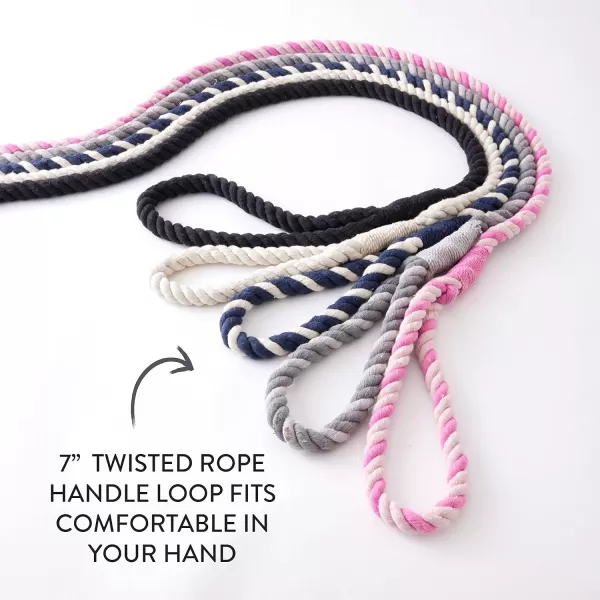 HonestBaby Collars and Leash Sets Braided and Vegan Suede for Dogs Organic Cotton for Pets BlackBlack XSmallLight GrayDark Gray Cotton Leash with Handle One Size