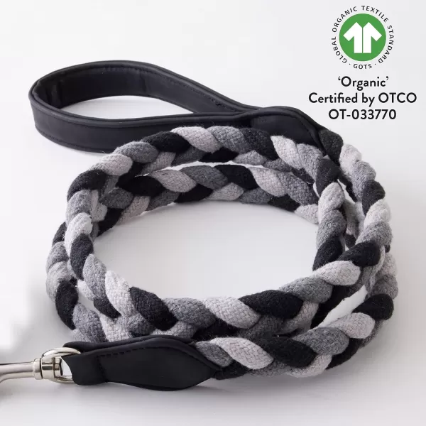 HonestBaby Collars and Leash Sets Braided and Vegan Suede for Dogs Organic Cotton for Pets BlackBlack XSmallLight GrayMedium GrayBlack CollarRope Leash XXLarge