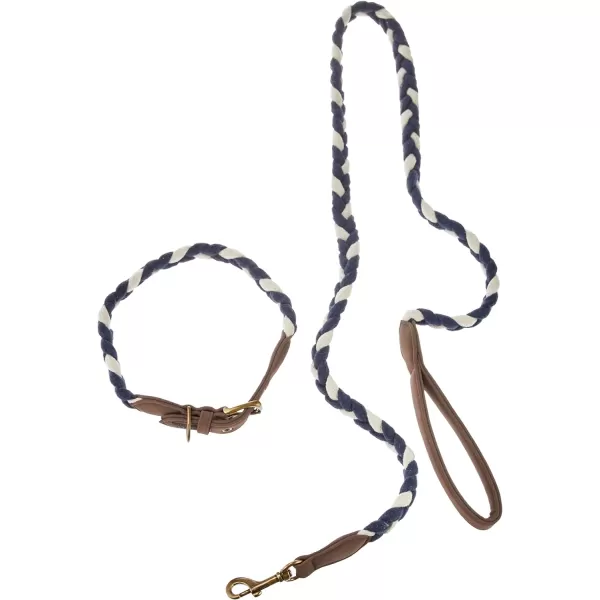 HonestBaby Collars and Leash Sets Braided and Vegan Suede for Dogs Organic Cotton for Pets BlackBlack XSmallNavyIvory CollarRope Leash Set XLarge