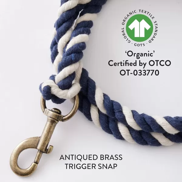 HonestBaby Collars and Leash Sets Braided and Vegan Suede for Dogs Organic Cotton for Pets BlackBlack XSmallNavyNatural Cotton Leash with Handle One Size