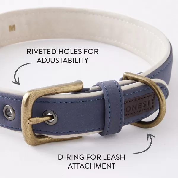 HonestBaby Collars and Leash Sets Braided and Vegan Suede for Dogs Organic Cotton for Pets BlackBlack XSmallNavyNatural Padded Collar Small