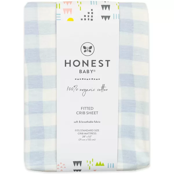 HonestBaby Fitted Crib Sheets Fits Standard Mattress Bassinet Mini Prints 100 Organic Cotton Baby Boys Girls Unisex1 Blue Painted Buffalo Check