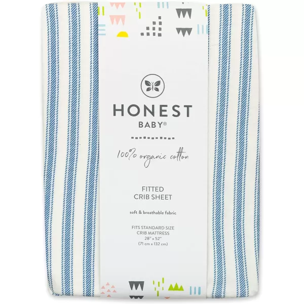 HonestBaby Fitted Crib Sheets Fits Standard Mattress Bassinet Mini Prints 100 Organic Cotton Baby Boys Girls Unisex1 Blue Ticking Stripe