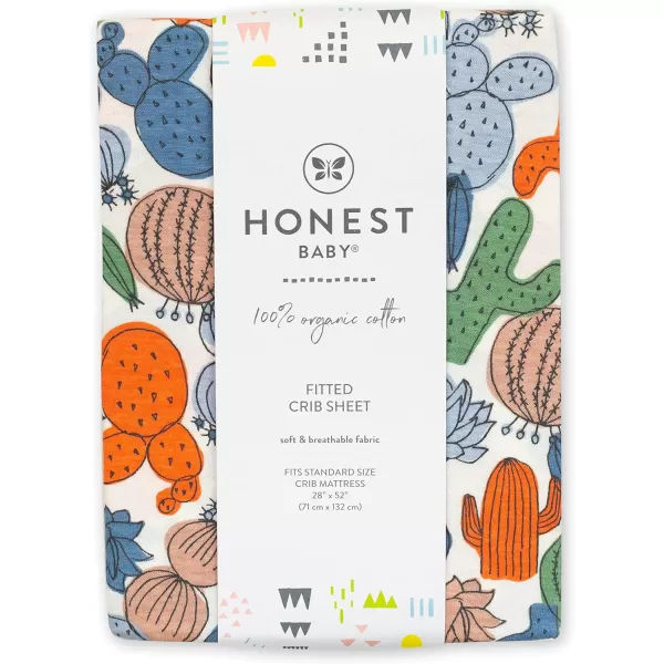 HonestBaby Fitted Crib Sheets Fits Standard Mattress Bassinet Mini Prints 100 Organic Cotton Baby Boys Girls Unisex1 Cactus