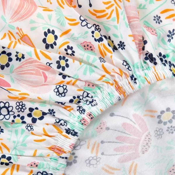 HonestBaby Fitted Crib Sheets Fits Standard Mattress Bassinet Mini Prints 100 Organic Cotton Baby Boys Girls Unisex1 Flower Power