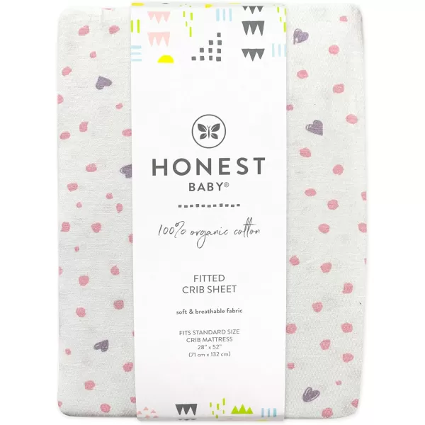 HonestBaby Fitted Crib Sheets Fits Standard Mattress Bassinet Mini Prints 100 Organic Cotton Baby Boys Girls Unisex1 Love Dot