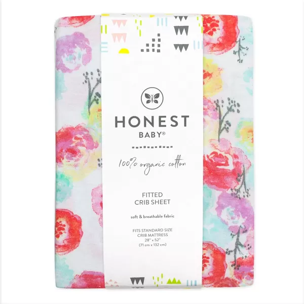HonestBaby Fitted Crib Sheets Fits Standard Mattress Bassinet Mini Prints 100 Organic Cotton Baby Boys Girls Unisex1 Rose Blossom
